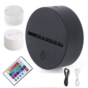 Lámpara LED 3D de Acrílico ABS Negra, Luz Nocturna con Base Táctil, Cable USB y Control Remoto - Product Image 1
