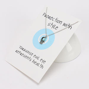 Collier <span class=keywords><strong>main</strong></span> Hamsa amulette pour femmes, collier oeil porte-bonheur, <span class=keywords><strong>pendentif</strong></span> ras du cou, bijoux religieux - Product Image 3