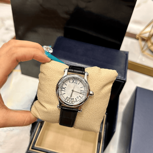 Relojes de Cuarzo Decorativos con Esfera Redonda, Marcadores de Números Romanos y Correa de Cuero, Relojes de Pulsera Casuales y de Vestir Chopards - Product Image 2