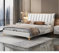 Lit double king size moderne de luxe européen OEM/ODM avec cadre en bois de bouleau et sommier tapissier en cuir capitonné pour chambre à coucher