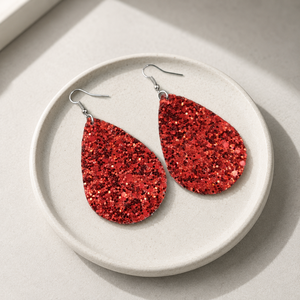 Orecchini a goccia con paillettes per donna, in ecopelle bifacciale, gioielli per le orecchie alla moda e scintillanti - Product Image 2
