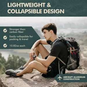 Adjustable Collapsible Aluminum 4-Joint 3-Section Trekking <b>Poles</b> for Hiking Men & Women with Cork <b>Grips</b> (79-130cm) - Product Image 3