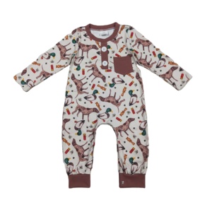 Ropa para Bebés Niñas con Estampado de Patos Mallard de RTS Hunting, Mono con Cierre para Bebés, Venta al por Mayor, 95% Algodón, Tela Casual de Lana Peinada para Recién Nacidos - Product Image 1