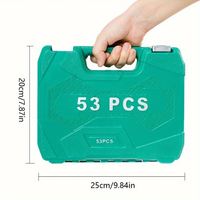 Juego de Llaves de Trinquete de 53 Piezas, Mango de 24 Dientes, Herramienta Mecánica Métrica, Reparación Automotriz, Uso Doméstico, Personalizable, OEM, Estuche Rígido
