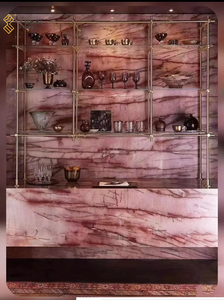 YUSHI moderno pulido Cristallo Cosmopolita Panel de pared de piedra Natural losa de cuarcita Rosa translúcida para decoración de Villa - Product Image 5