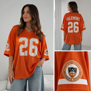 เสื้อเจอร์ซีย์อเมริกันฟุตบอลทรงโอเวอร์ไซส์สไตล์วิทยาลัยสำหรับผู้หญิง เสื้อแฟนคลับทีมแบบกำหนดเอง เสื้อกีฬาตาข่าย เสื้อทีมสำหรับวันแข่งขัน พร้อมหมายเลข - Product Image 4