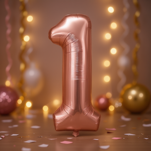 Party Love Rose Gold Number 1 <b>Balloon</b> 100cm Metallic Foil Birthday Party <b>Decor</b> Kids Celebration - Product Image 2