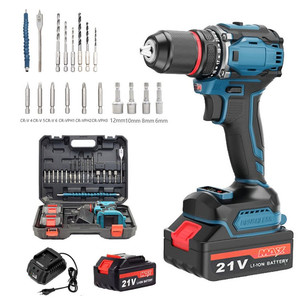 מקדחה חשמלית ידנית 21V קטנה מפלדה, בעלת מהירות משתנה, מברגת אימפקט אלחוטית עם סוללת ליתיום, מפתח ברגים אלחוטי - Product Image 2