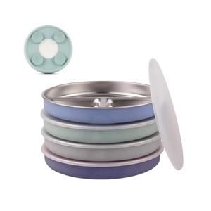 طراز جديد طبق مقسم من الفولاذ المقاوم للصدأ بغطاء وغطاء من السيليكون للرضع والأطفال الصغار ، مخصص من السيليكون المقاوم للصدأ - Product Image 1