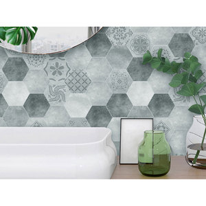 Hexagone Pvc étanche 3d papier peint décoration de la maison auto-adhésif papier peint salle de bain carrelage mural <span class=keywords><strong>Table</strong></span> fait à la main peler et <span class=keywords><strong>coller</strong></span> - Product Image 1