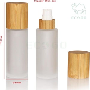 บรรจุภัณฑ์เดินทางสุดหรู ขวดแก้วฝ้าแบบกำหนดเองสำหรับใส่โลชั่น ครีมบำรุงผิวหน้า ขวดเครื่องสำอางพร้อมฝาไม้ไผ่ - Product Image 6