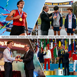 Medallas Deportivas Personalizadas de Aleación de <span class=keywords><strong>Zinc</strong></span>, Fundición a Presión, Acabado en Oro <span class=keywords><strong>y</strong></span> Plata, Medalla de Maratón con Cinta, Premios Metálicos OEM de Fábrica - Product Image 2