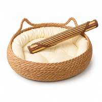 Coussin pour chat tressé écologique et respirant, semi-fermé, en herbe naturelle, coton PP et bambou, toutes saisons, tapis d'été 35-48cm
