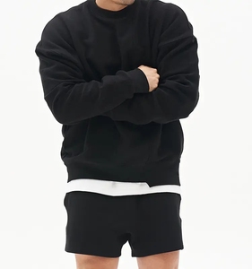 Chất Lượng Cao Heavyweight Lông Cừu Người Đàn Ông Màu Đen Áo Tùy Chỉnh In Logo Crewneck Áo Thun Cộng Với Kích Thước Của Nam Giới Hoodies & Áo Nỉ - Product Image 4