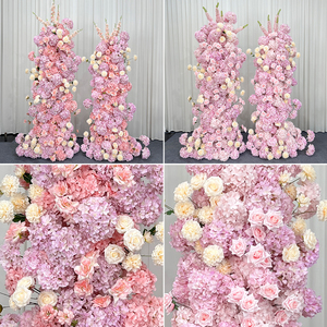 Arco de flores artificiales de color rosa intenso, conjunto de decoración floral para el fondo del lugar de la boda. - Product Image 2