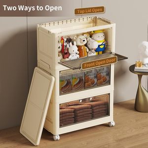 Five-Door Rectangle Clear Plastic PP Foldable <b>Storage</b> Bins Lids Space-Saving Eco-Friendly 35L Capacity Home Clothing Organizer - Product Image 5