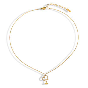 <span class=keywords><strong>Collar</strong></span> de Acero Inoxidable de Alta Gama con Forma de Llave de Corazón, Chapado en Oro, Cadena Versátil, Accesorio Moderno, Simple y <span class=keywords><strong>Sexy</strong></span> para Regalo - Product Image 1