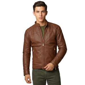 Bespoke Men Dark Brown Lambskin Leather Coat Classic Lapel Collar Winter Stylish Men Genuine Leather <b>Jackets</b> - Product Image 1