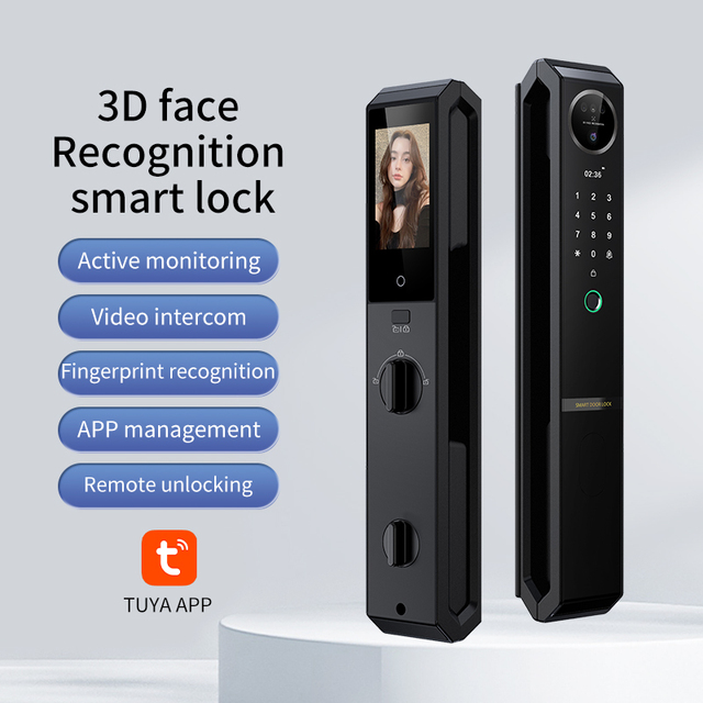 Enrique Tuya Smart Face Recognition Fingerprint Door Lock APP+Face ID WiFi Video Call Memory Card & Cloud Storage Aluminum Alloy