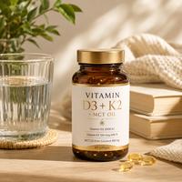 Gélules de Vitamine D3 K2 MK7 avec Huile MCT de Noix de Coco 5000UI D3 120mcg K2 Marque Privée Complément Alimentaire pour la Santé Osseuse OEM ODM