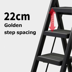 Hot Selling Modern Steel Portable Black Thickened Folding <b>Ladder</b> Multifunctional Storage Removable Household 3 Step 330lbs - Product Image 2