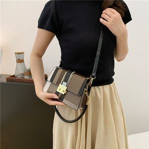 Bolsos <span class=keywords><strong>de</strong></span> Mano <span class=keywords><strong>para</strong></span> <span class=keywords><strong>Mujer</strong></span> 2024, Bolsos Bandolera <span class=keywords><strong>de</strong></span> Piel Sintética y Lona con Costuras <span class=keywords><strong>de</strong></span> Colores, Bolsos Cruzados con Solapa y Cierre <span class=keywords><strong>para</strong></span> Dama - Product Image 2