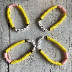 2024 Trendy Polymer Clay Vinyl Teacher Bracelet Personalized Beads Teacher's Day Gift Bracelet
