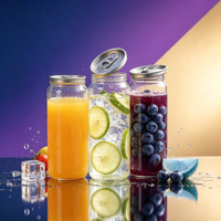 Bouteille de boisson en plastique PET transparente Yigao avec logo personnalisé, 250 ml, 500 ml, avec couvercles à anneau d'ouverture facile, pour les magasins de thé au lait, jus et sodas