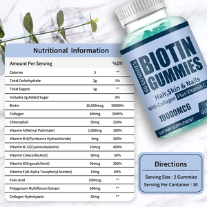 D Biotine Biotin Para Cabello Gomitas saç büyüme desteği ile kollajen Gummies Multivitamin güzellik takviyesi - Product Image 3
