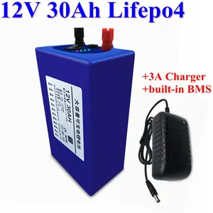 GTK 12V 30Ah Lifepo4 lityum pil paketi 12v 3.2V 5Ah hücreleri bms 4s için bisiklet golf arabası el aleti + 3A şarj cihazı