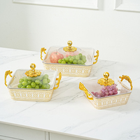 Assiettes décoratives à bord doré pour mariages et fêtes, en plastique transparent, avec couvercle, pour service de fruits et thé – Grande vente