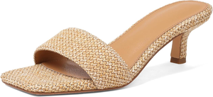 Sandales à talon chaton en raphia, talons bas de 5 cm, bout carré ouvert, pour femme, à enfiler, chaussures décontractées d'été pour les vacances - Product Image 4