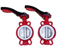 Vanne papillon manuelle DN200 en acier au carbone pour le contrôle de l'eau, avec disque recouvert de PTFE, raccordement à bride, actionnement par vis sans fin