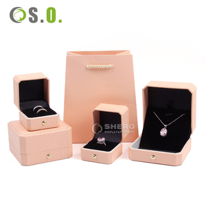 Estuche de Joyería de Piel Sintética de Lujo con Forro de Terciopelo para Anillo de Boda, Colgante, Collar, Logotipo Personalizable - Product Image 1