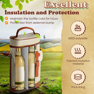 Sac isotherme portable personnalisable pour 2 bouteilles, étanche, en polyester, pour vin, bière, champagne - Product Image 4