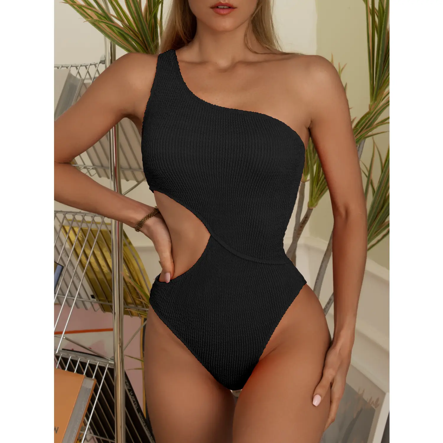2022 여성 Monokini 한 어깨 섹시한 스트랩 수영복 원피스 수영복 비치 착용 수영복 여성