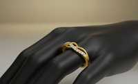Anillo de Oro Amarillo de 14 Quilates con Diamantes en Espiral para Mujer, Ideal para Bodas y Aniversarios
