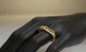 Anillo de Oro Amarillo de 14 Quilates con Diamantes en Espiral para Mujer, Ideal para Bodas y Aniversarios - Product Image 2