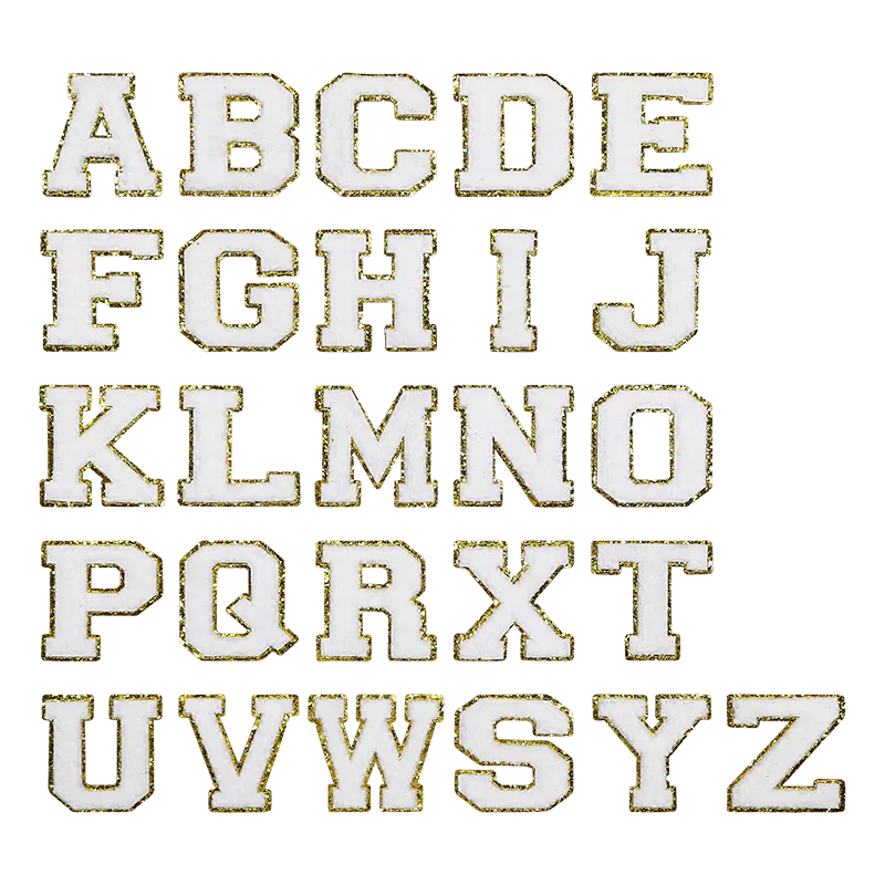 26pcs Colorido Auto Chenille Letras A-Z Iron-on Costurar Em Letras Palavras Custom Applique Decoração Patch Para Sacos De Pano Chapéu