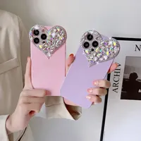 Coque de téléphone protectrice pour appareil photo avec strass en forme de cœur, mignonne et scintillante, pour iPhone 15 Pro Max 14 13 12 11 XS XR