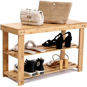 Banco de Zapatos de Bambú que Ahorra Espacio, <span class=keywords><strong>Estante</strong></span> de Almacenamiento de 3 Niveles, Organizador de Entrada, <span class=keywords><strong>Estante</strong></span> de Zapatos de Madera de Bambú <span class=keywords><strong>Estrecho</strong></span> <span class=keywords><strong>para</strong></span> Apartamentos y Pasillos - Product Image 1