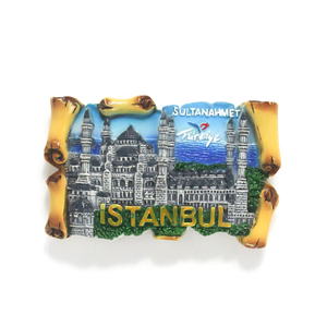 Imán de nevera de resina 3D para regalo turístico, <span class=keywords><strong>Estambul</strong></span>, Turquía, ciudad pintada a mano, recuerdo, imán de nevera personalizado - Product Image 2