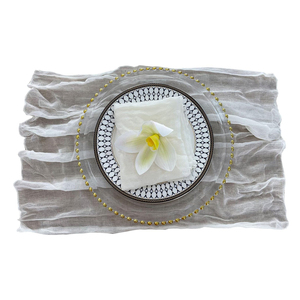 100% serviette de table jetable en lin Style classique serviettes en tissu brodé pour mariage rustique luxe Banquet dîner tissu uni - Product Image 5