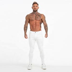 Uomini Scarni Dei <span class=keywords><strong>Jeans</strong></span> di Nuovo Stile <span class=keywords><strong>Jeans</strong></span> Strappati Uomini Street Wear Bianco Skinny Lavato Morbido Slim Fit Stretch Pant - Product Image 2