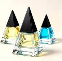 Flacon de parfum transparent en verre de forme pyramidale unique de 30 ml, 50 ml, 100 ml