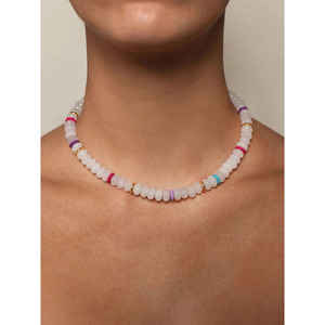 Collier en perles de quartz blanc, collier en perles de pierres précieuses colorées pour femmes, <span class=keywords><strong>bijoux</strong></span> de mode estivaux, confortables sur la peau - Product Image 1