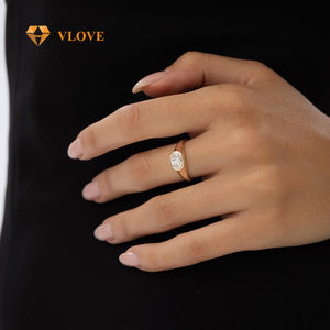 VLOVE gioielli di lusso grossista eleganti anelli 1.00 Ctw oro 14K singolo ovale laboratorio cresciuto anello di diamanti - Product Image 2