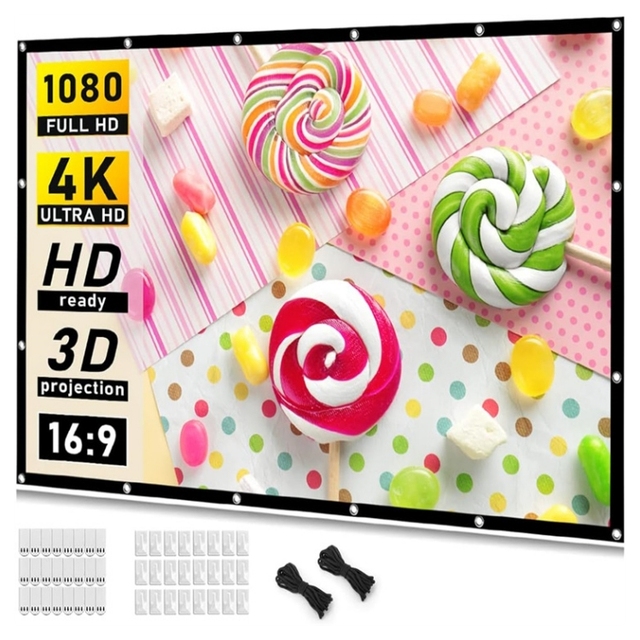 60 to 250inch White Soft High Density  Polyester  Movie3d HD 16: 9  Projector 4k Screen for Home Outdoor Movie Night