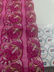 Accessoires de vêtements africains pour bricolage Broderie <span class=keywords><strong>DMC</strong></span> Fleur Organza Dentelle Décoration Polyester coloré Tissu à coudre - Product Image 2