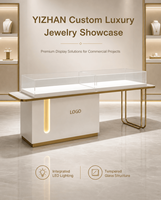 Vitrine à bijoux de luxe moderne personnalisée en verre trempé, acier inoxydable, MDF, avec miroir au dos, robuste, étanche, éclairage LED
